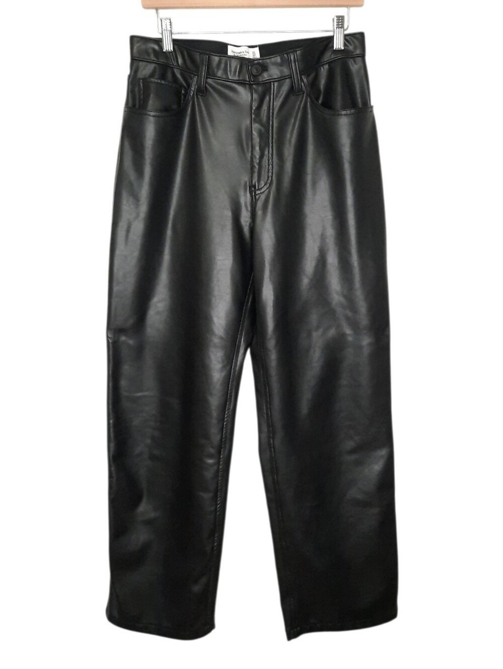 Abercrombie & Fitch The 90s Relaxed Vegan Leather Pants Ultra High Rise Size 31 - Picture 2 of 14